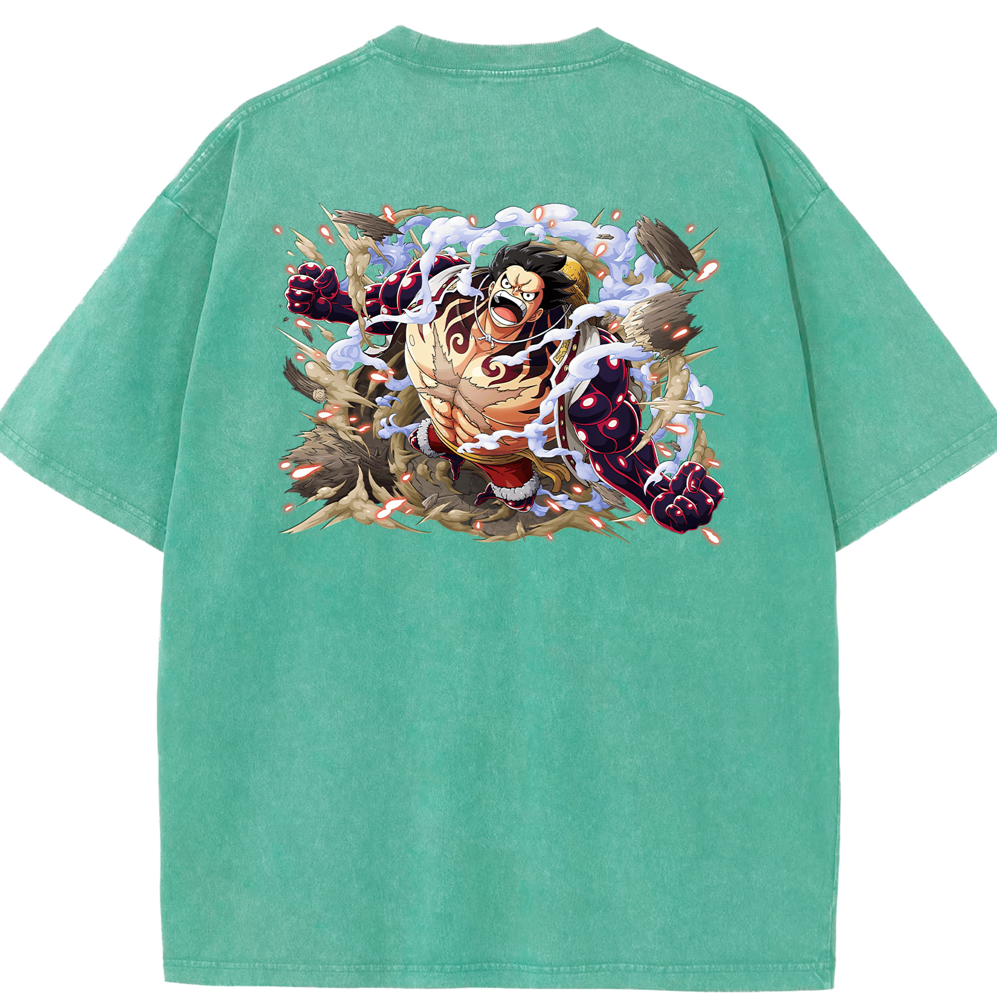 ワンピース モンキー・D・ルフィ ONE PIECE Monkey D. Luffy 綿100% ヴィンテージ風 半袖Tシャツ（背面プリント）
